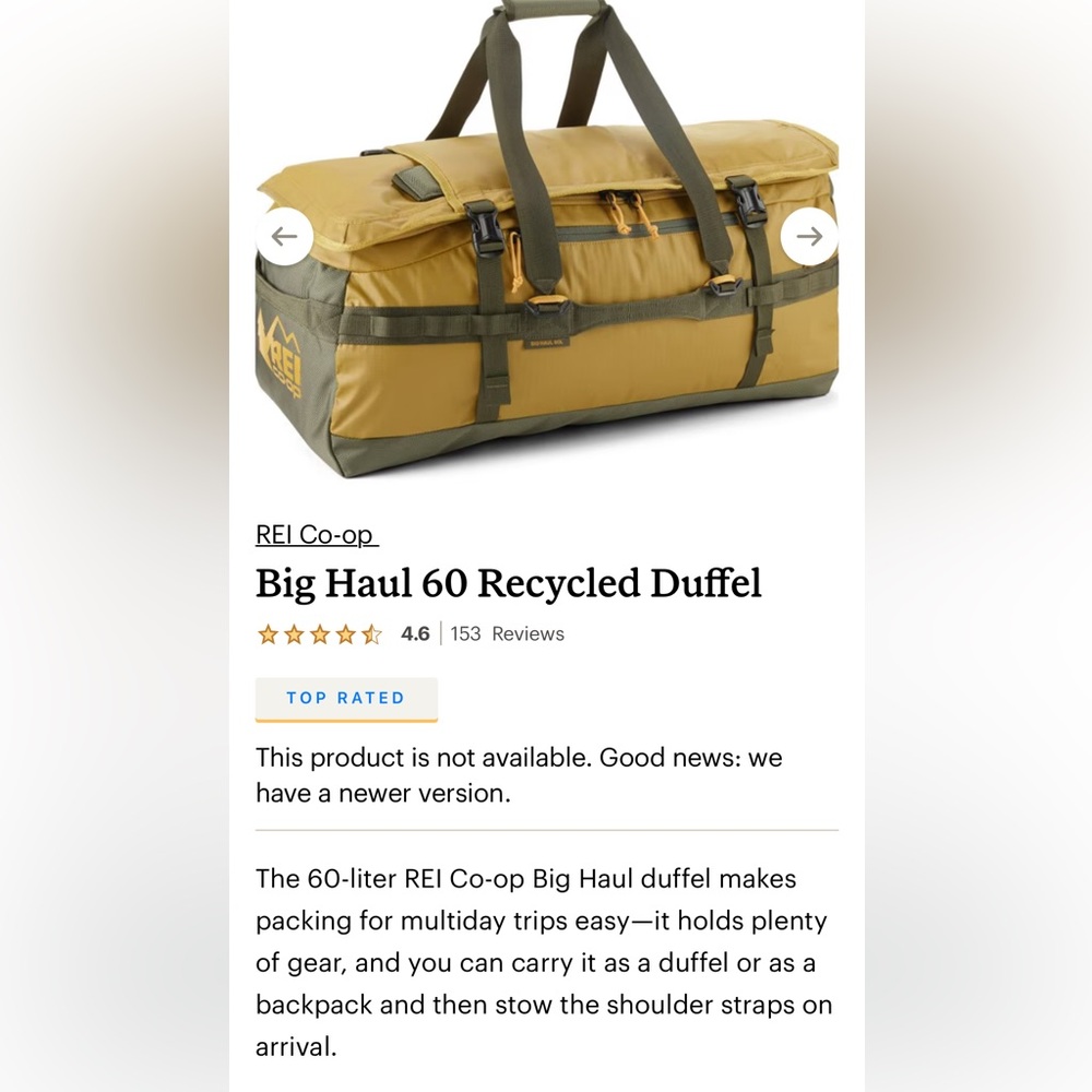 REI Big Haul 60 Recycled Duffel